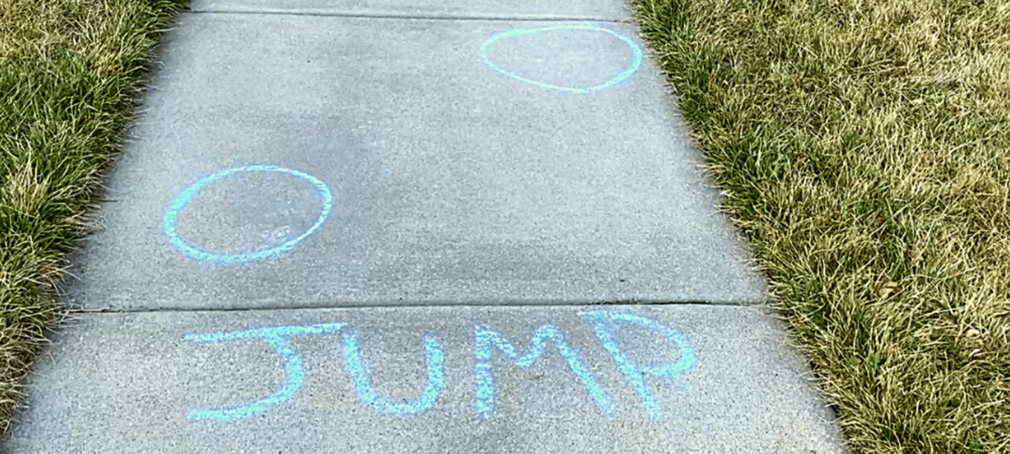 jump to each circle activity for the sidewalk chalk obstacle course