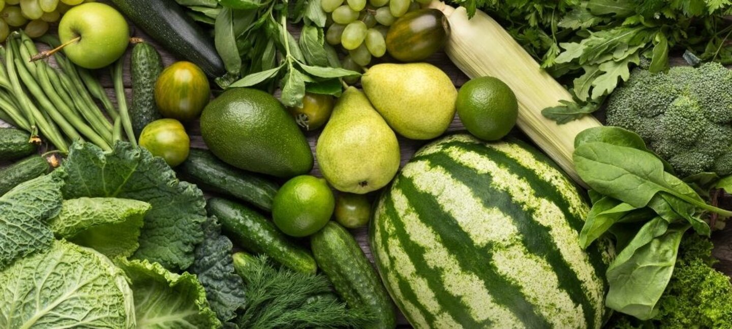 green fruits and vegetables