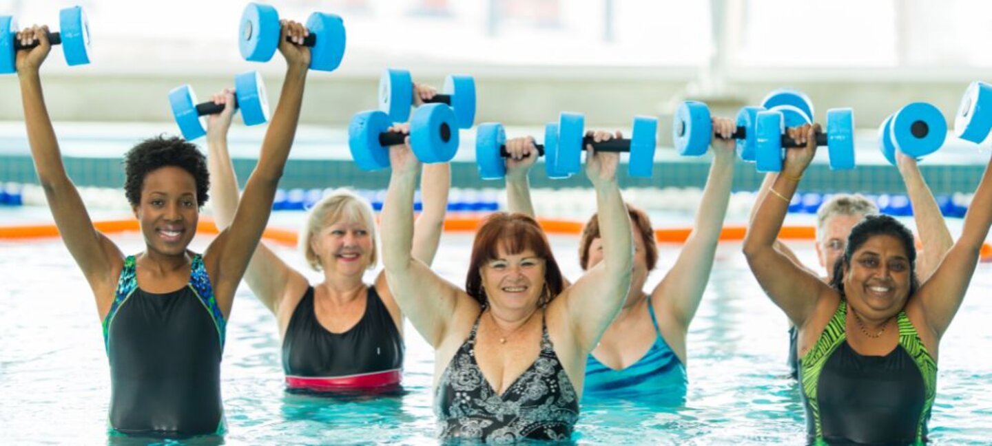 women in water aerobics