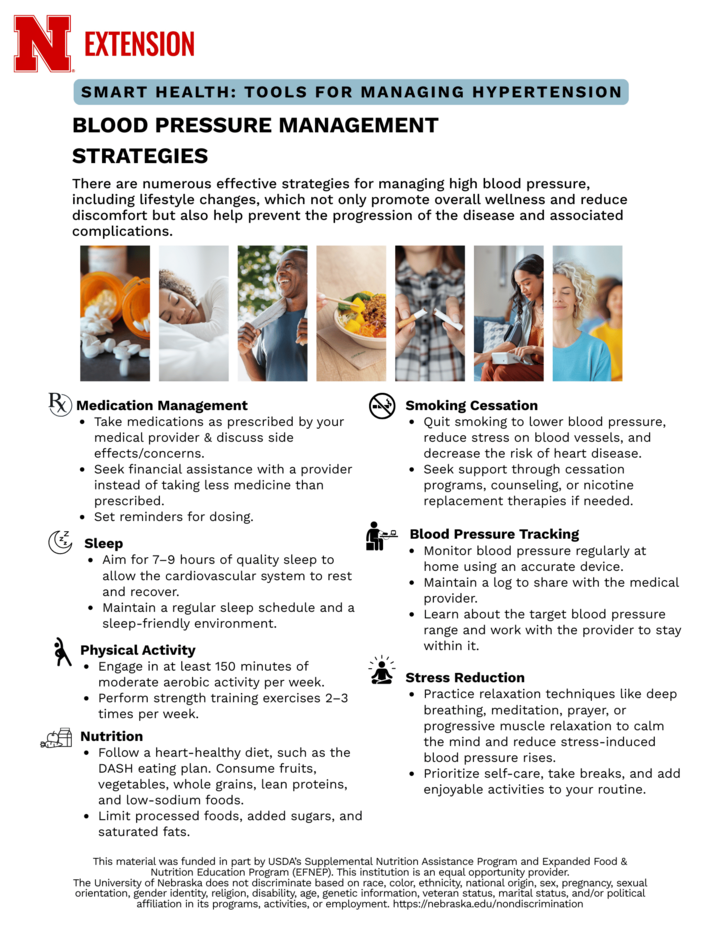 Blood pressure management strategies infographic.
