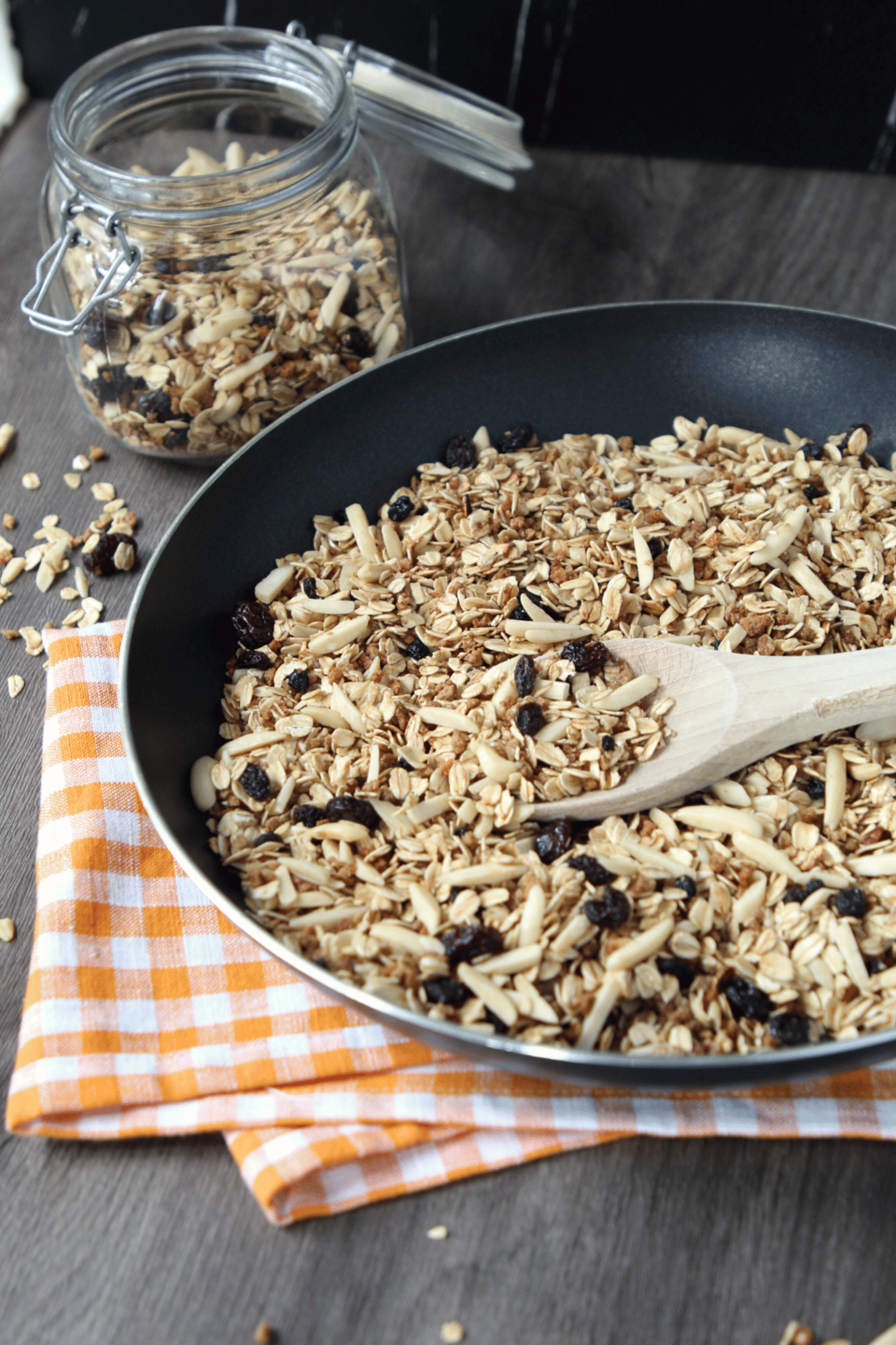 Granola in skillet