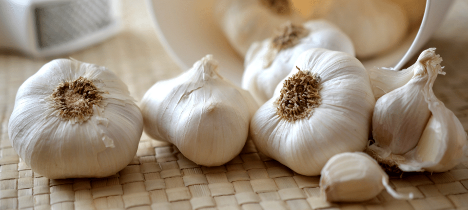 cloves of garlic on a table