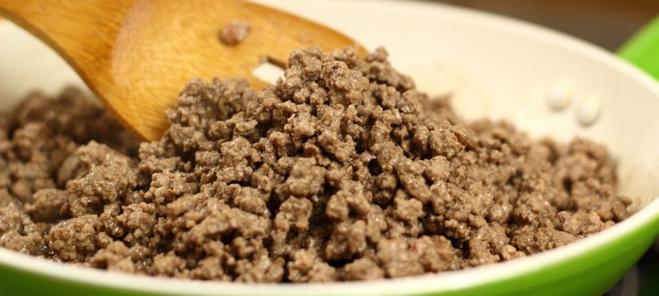 ground beef in a skillet