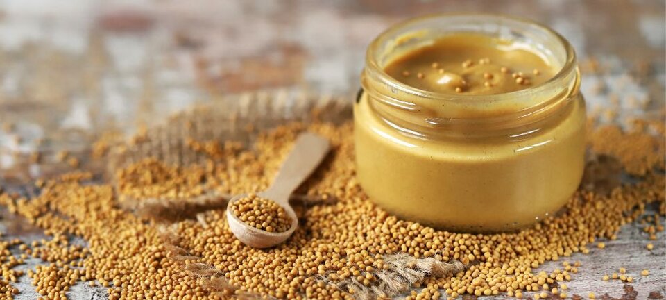 mustard seed and mustard in a jar