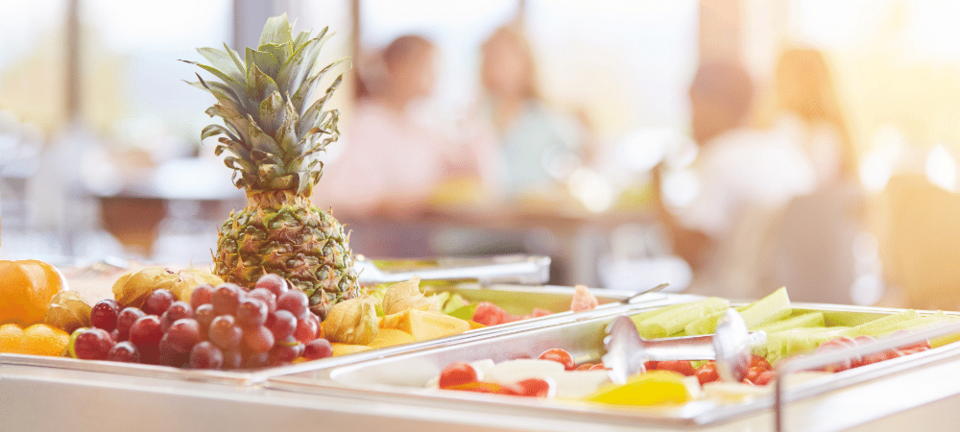 fruit buffet in a school cafeteria