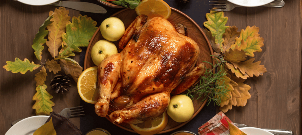 Thanksgiving dinner with roasted turkey
