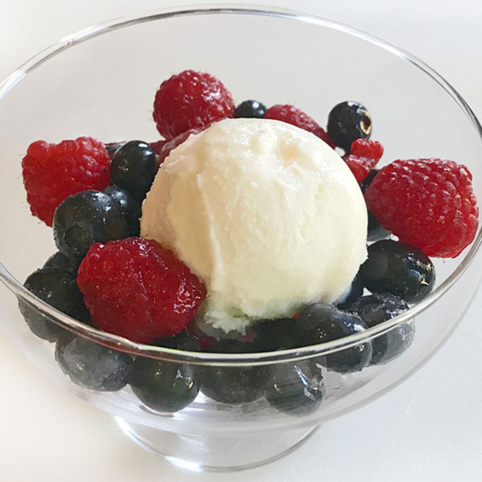 ice cream and berries