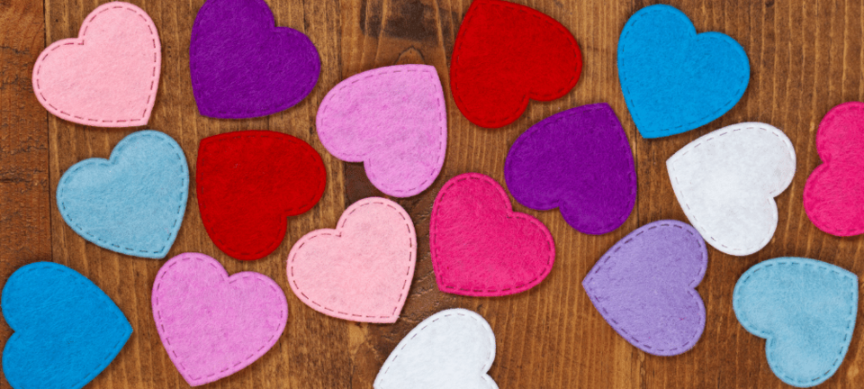 variety of hearts on a wooden table