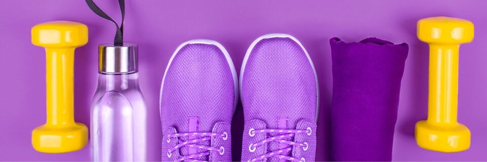 walking shoes and water bottle