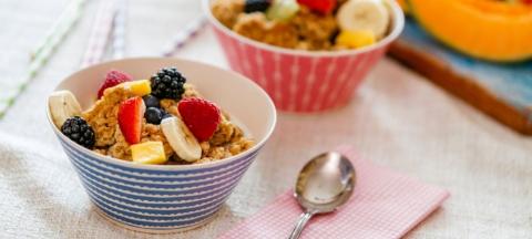 cereal and fruit in a bowl