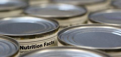cans of food with nutrition labels
