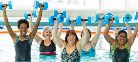 women in water aerobics