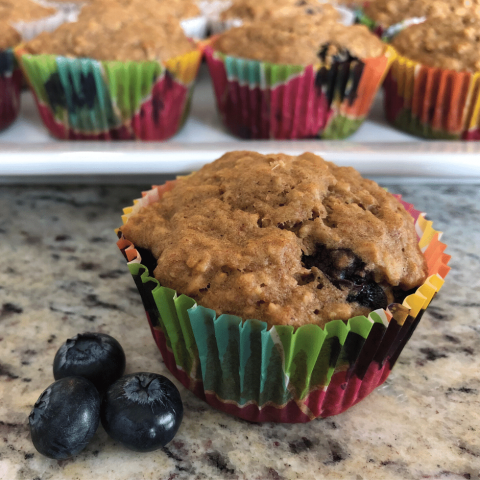 applesauce oatmeal muffin with blueberries