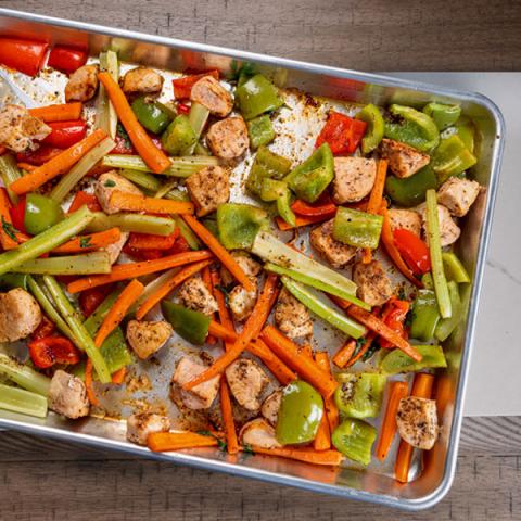 chicken and veggies sheet pan meal